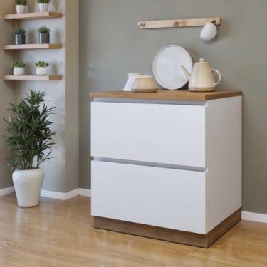 Imagem de Balcão 1 Porta 1 Gaveta com Rodapé 70cm 100% Mdf Rainha - Nesher Móvei