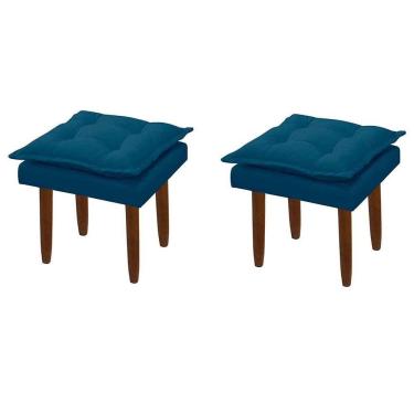 Imagem de Kit 2 Puffs Decorativos Heloíse Veludo Azul Marinho