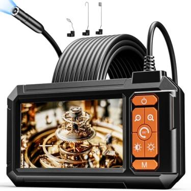 Imagem de Câmera endoscópica com luz, câmeras de endoscópio com 4,3 polegadas IPS 1920P HD inspeção Kamera IP67 à prova d'água com 8 LEDs ajustáveis, cabo semirrígido de 16,5 m, boroscópios para tubos de