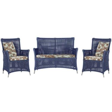 Imagem de Jogo Sofá E 2 Poltronas Igapó Alumínio Fendi E6 Trama Azul