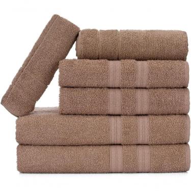 Imagem de Jogo De Toalhas Gigante Itália Soft 2 Banhão + 2 Rosto + 2 Tapete Luxo 100% Algodão - Bege