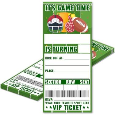 Imagem de MQCLYSG Pacote com 20 convites de bilhetes de futebol com envelopes para festas esportivas