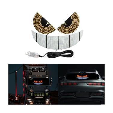 Imagem de Luz de olhos de diabo para carros, luz de olho de diabo para para-brisas, olhos de LED de carro Plug and Play, 11 modos de iluminação dinâmicos personalizados luzes de olho de carro