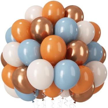 Imagem de Balões laranja queimado e azul, terracota, retrô, azul empoeirado, branco, metálico, dourado, látex, balão, outono, Ação de Graças, balão para outono, casamento, chá de bebê, amizade, decoração de