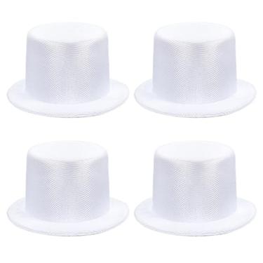 Imagem de PH PandaHall 4 Pack Mini Top Hats 3.5x1.9 inch White Polyester Snowman Hats Tiny Hat Crafts Wine Bottle Toppers for Christmas DIY Home Decorations Party Favors Craft Projects