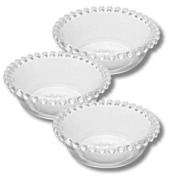 Imagem de Conjunto 3 Bowls Tigelas de Cristal Pearl Sobremesa Molhos Mesa Posta 