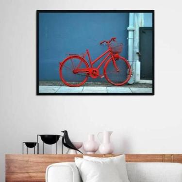 Imagem de Quadro Fotografia Bicicleta Vermelha 24X18Cm - Com Vidro - Quadros On-