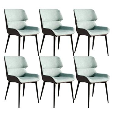 Imagem de Conjunto de 6 cadeiras de móveis de sala de jantar de cozinha cadeiras de jantar de cozinha, cadeiras laterais de couro PU à prova d'água com pernas de aço carbono, cozinha, sala de estar, sala de