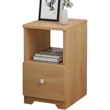 Imagem de FENOKD Mesa de cabeceira branca de 20 cm de largura com gaveta e prateleira (madeira 25 x 32 x 45 cm)