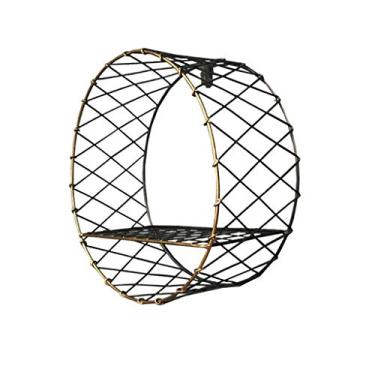 Imagem de 3FLQOOPP Suporte de exibição de parede de ferro redondo para ambientes internos, suporte de exibição em vaso, decoração de parede, prateleiras de parede para sala de estar (cor: A) (A)