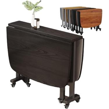 Imagem de Mesa de jantar dobrável extensível com folha de gota, multifuncional, mesa de cozinha de madeira, economia de espaço para jantar e cozinha (preta 99 x 58 cm)