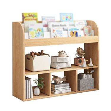 Imagem de RSLEE Estante de vários andares estante de madeira simples estante de livros para sala de estar de grande capacidade para escritório, casa, sala, estante com armazenamento