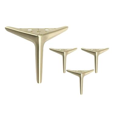 Imagem de Pacote com 4 pernas de móveis de metal triangular, pernas de substituição de sofá elegantes, pés de armário resistentes exclusivos, pernas de cômoda, suporte de peso: 800 kg, para qualquer projeto DIY