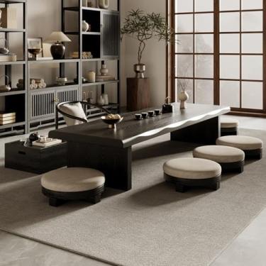 Imagem de mesa de centro japonesa de tatame, mesa de centro de madeira, sala de estar, mesa de chá, mesa de tatame, mesa baixa para sentar no chão, mesa de centro de nogueira preta, mesas de centro para sala de