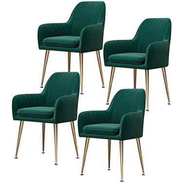 Imagem de Conjunto de cadeiras de jantar – Conjunto de 4 cadeiras de canto de cozinha, cadeiras de jantar, cadeira de cozinha lateral de estilo moderno com perna de metal, resistente para sala de jantar