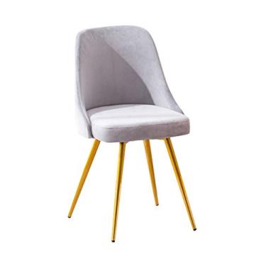 Imagem de Cadeiras modernas de cozinha para sala de jantar, cadeiras de jantar de veludo com pernas de metal, assento e encostos de veludo para cozinha, sala de estar, espreguiçadeiras, balcões (cor: cinza