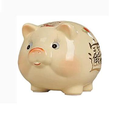 Imagem de Cofrinho de porco de cerâmica porco decoração de casa estatueta de porco dourado caixa de dinheiro ornamento em forma de porco caixa de poupança de moeda presente infantil banco de dinheiro pote de