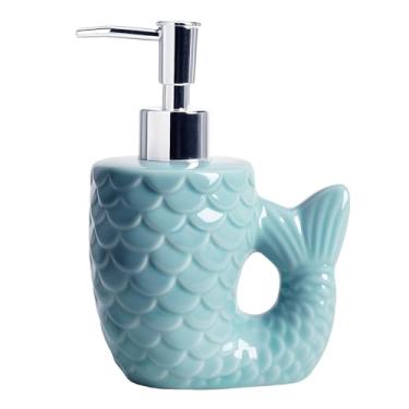 Imagem de Mozacona Dispensador de sabão Sereia Loção Cerâmica Garrafa Dispensador Líquido Decoração de Banheiro