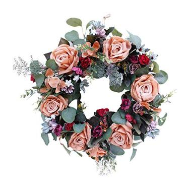 Imagem de Yalych Guirlanda de decoração de peônia para pendurar imitação de guirlanda de parede, decoração de casa, arranjos de flores de madeira, flores artificiais