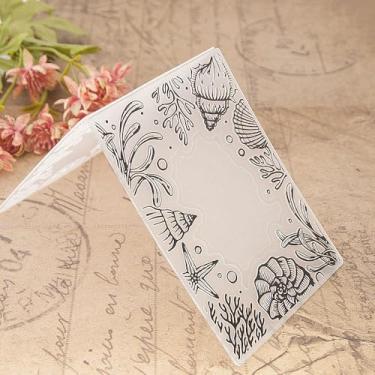 Imagem de Pasta de gravação de plástico com padrão de fundo coral concha oceânica, impressões texturizadas em 3D, fundo de algas marinhas, molde de pasta para fazer cartões, scrapbooking, papel, artesanato