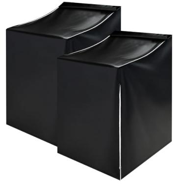 Imagem de HARSKIYER Pacote com 2 capas de lavadora e secadora, capa de máquina de lavar Oxford 420D em preto, design de zíper, ajuste universal para a maioria das máquinas de carga superior e carga frontal para