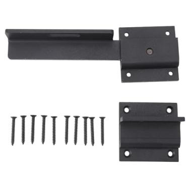 Imagem de Trava de trava de portão, trava de porta de aço carbono com orifício de cadeado, para cerca de madeira ao ar livre, porta de celeiro, quintal, design seguro e resistente