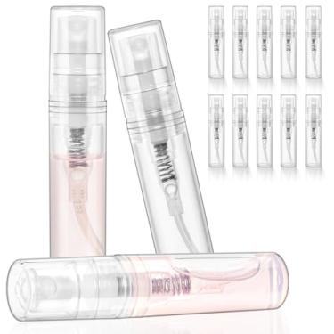 Imagem de Mini frascos de amostra de perfume, 2 ml de plástico pequeno frasco de spray de perfume, pacote com 10, névoa fina, frasco portátil recarregável de viagem, pulverizador atomizador atualizado 2025 para