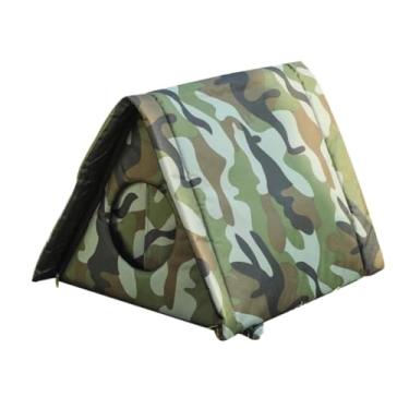 Imagem de Gralara Casa de caverna dobrável para animais de estimação ao ar livre, tenda à prova de chuva, tecido oxford à prova de intempéries, casa para gatos, cama