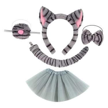 Imagem de YIJU Conjunto de tiara com orelhas de animais e saia tutu para decoração de festa infantil de carnaval.