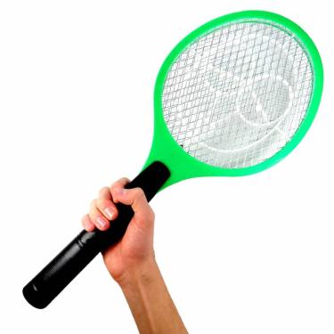 Imagem de Raquete Elétrica Mata Mosquitos, Verde, Com Malha de Metal, Portátil, Cabo Ergonômico, Para Controle de Insetos