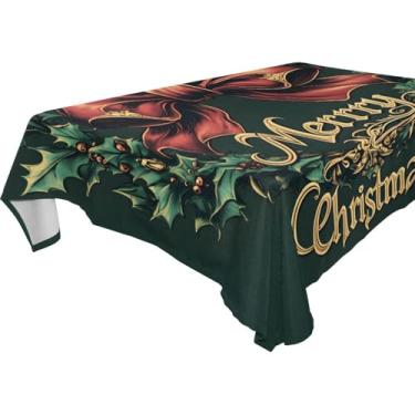 Imagem de Blueangle Toalha de mesa de guirlanda de Natal – Toalha de mesa retangular de poliéster impermeável e resistente a manchas para ambientes internos e externos, 152 x 228 cm (497)
