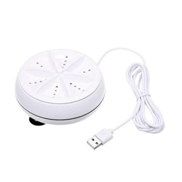 Imagem de Mini Máquina de Lavar Portátil USB, Lavadora Rotativa Automática para Roupas Leves, Bivolt 5V, 6W, Branca, 10x10cm, Cabo 170cm