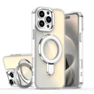 Imagem de Capa magnética giratória com gradiente a laser para iPhone 17, 14, 15, 16, 11, 12, 13 Pro Max, 16e e 17 Air (para iPhone 16e/Branca)