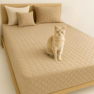Imagem de Capa Para Colchão Impermeável com Elástico Matelado Pet- Especial para Donos de Pets, com Elástico 360° e Tecido Matelado Resistente(Avelã,King)
