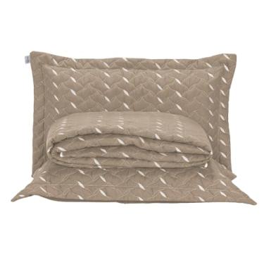 Imagem de Jogo de Cama Casal King, 3 Peças, Hipercal 400 Fios, Cobre Leito 280x240cm, Porta Travesseiro 70x50cm, Bordado Elegante (King Heittô/Avelã)