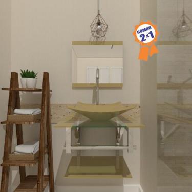 Imagem de Combo 2 x 1 Gabinete de Vidro 45cm para Banheiro Cuba Quadrada - Escóc