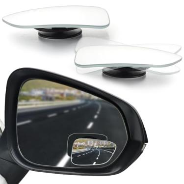 Imagem de Espelho de ponto cego para carros, espelho lateral panorâmico de vidro HD convexo sem moldura para SUVs, caminhões e trailers, 2 peças