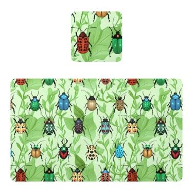 Imagem de Burbuja Jogo americano conjunto de 2, besouros folhas de PVC tapetes de mesa antiderrapantes resistentes ao calor à prova d'água para mesa de jantar, laváveis, 30,5 x 45,7 cm
