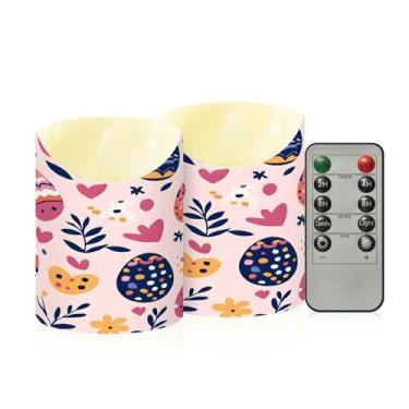 Imagem de Wassud Pacote com 2 ovos com tema de Páscoa, velas sem chamas com controle remoto, velas realistas cintilantes com temporizador, velas decorativas para Natal, casamento, festa, decoração de casa