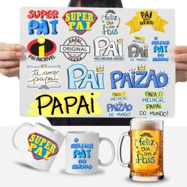 Imagem de Graviarte - Cartela Adesivos Dia dos Pais DTF UV Envernizado Prova D' água -