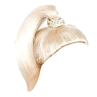 Imagem de Peruca para Pet com rabo de cavalo loiro Perucas fantasia cachorro e gato decoração festa atraente fofa