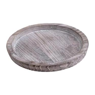 Imagem de Bothyi Prato redondo de madeira para jantar, bandeja decorativa redonda de 28 cm, prato de sobremesa para banheiro, travessa de madeira para servir perfumes, D