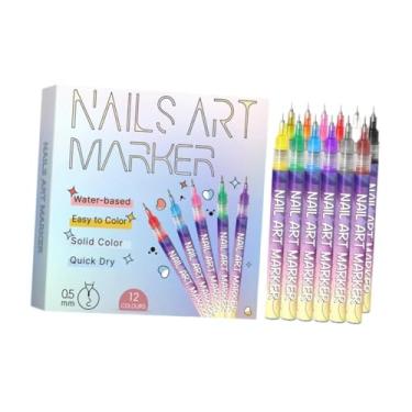 Imagem de harayaa Conjunto de 12 Canetas para Unhas Artísticas, Marcadores de Tinta Acrílica para Arte em Unhas 3D, para Decoração Profissional de Unhas, 12 Cores,
