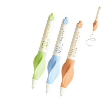 Imagem de GZBABY Canetas apagáveis, 3 peças, caneta de gel apagável com aderência macia, tinta preta de 0,5 mm, corrigindo a postura da escrita (animal)