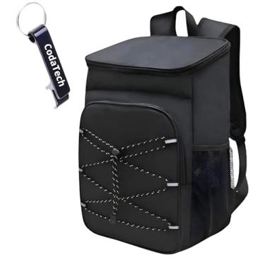 Imagem de Mochila Térmica Cooler Cerveja GELADA por HORAS Refrigera por até 18H! Impermeável, Ideal para Praia, Camping & Churrascos, com Chaveiro ABRIDOR DE GARRAFA (PRETO)