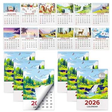 Imagem de Pacote com 6 minicalendários 2026: pequenos calendários mensais adesivos para painel de carro, geladeira, parede, laptop, escritório, caminhão e planejador | designs mensais vibrantes | 8,5 cm x 11,3