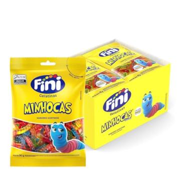 Imagem de Fini Bala Minhocas Cítricas Sabor Azedinho, Gomas de Gelatina Sortidas, Sabores Laranja Framboesa Lima-limão Maçã Verde Morango, Caixa com 12 Unidades