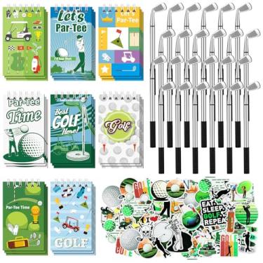 Imagem de Sayglossy 24 conjuntos de lembrancinhas de festa de golfe, inclui 24 canetas esferográficas de golfe, caderno, 1 bolsa de adesivos fofos para colegas de trabalho, chefe, esportes, escritório,