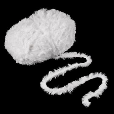 Imagem de 1 novelo de poliéster macio e grosso imitação de lã de vison de 13 mm fio de poliéster branco fofo para artesanato faça você mesmo, xales, cobertor, cachecol, tricô, crochê, artesanato, cerca de 100 g