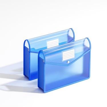 Imagem de XingDuing Pasta de arquivo expansível de plástico, envelopes transparentes com fecho de pressão, tamanho carta/A4 para escola/escritório/casa/hospital, sem divisórias, grande capacidade - pacote com 2